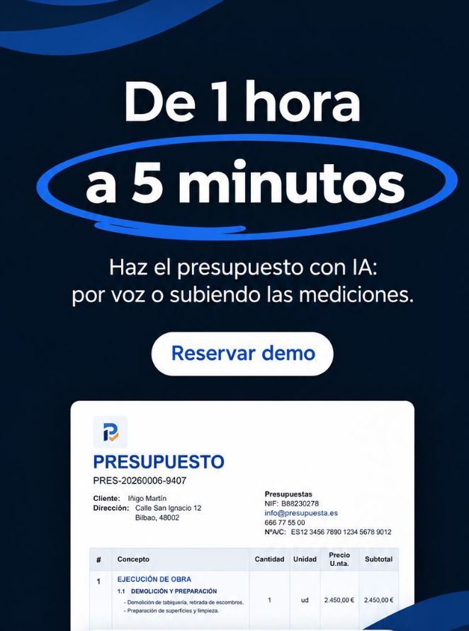 Presupuesta con IA: De 1 hora a 5 minutos por voz o mediciones